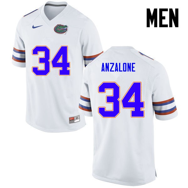 Florida Gators Men #34 Alex Anzalone College Football Jersey White